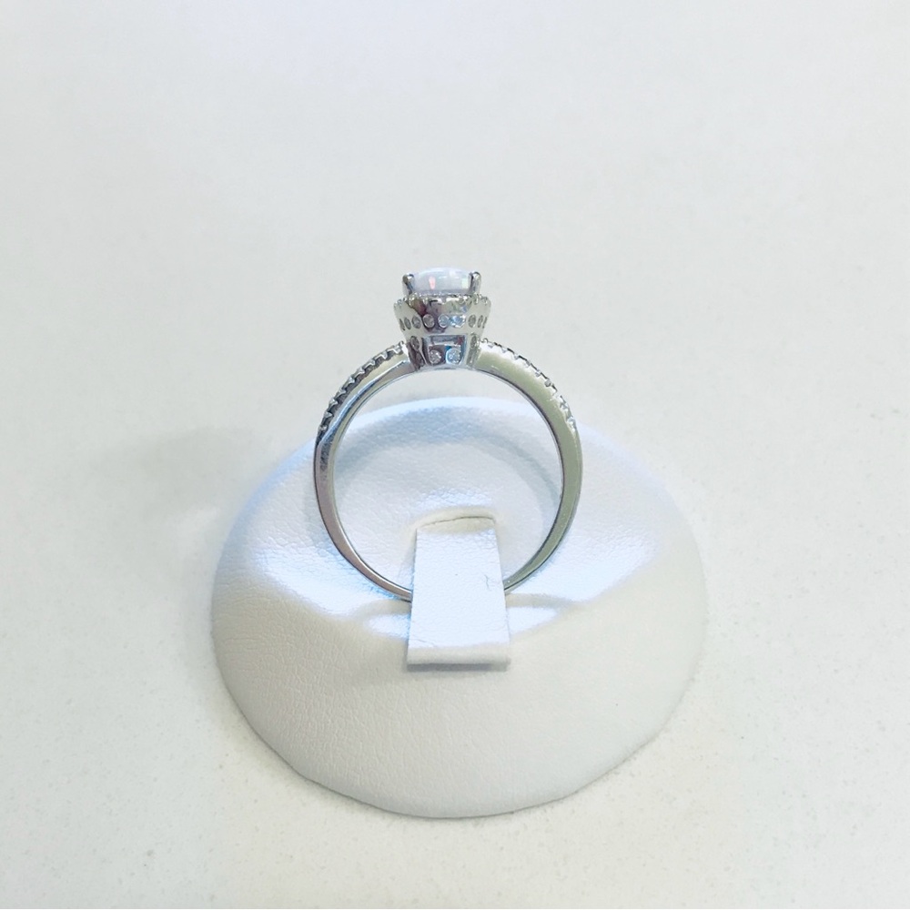 💕TOP SELLER💕 Silver White Lab Opal Ring with CZ, Silver Rings, Engagement Ring - Picture 6 of 11
